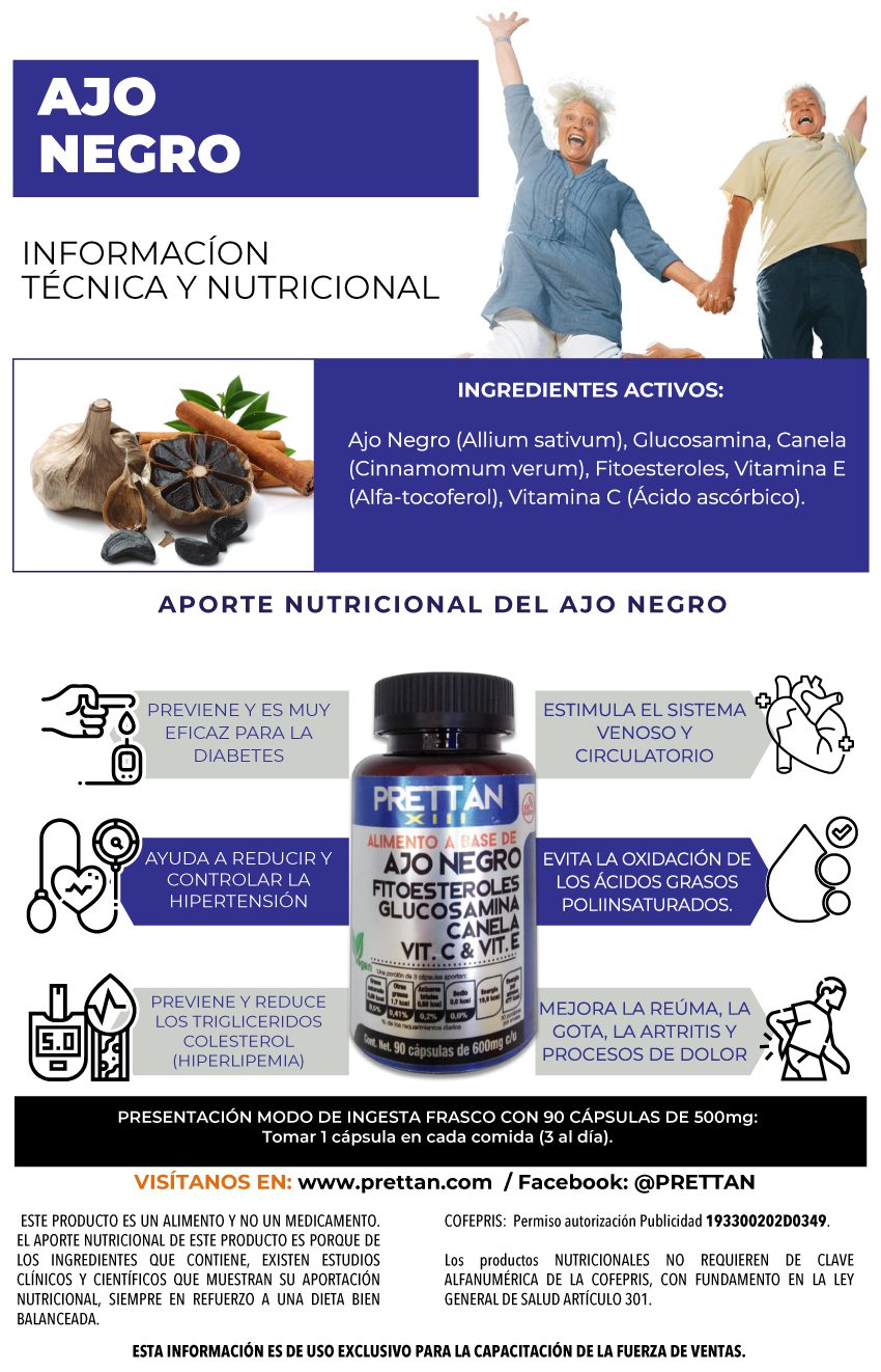 Ajo negro, Fitoesteroles, Glucosamina, Canela, Vit. C y Vit. E - Imagen 2