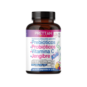 Prebióticos, Probióticos, Vitamina C, Jengibre y Enzimas Digestivas Kids 60 comprimidos 1g