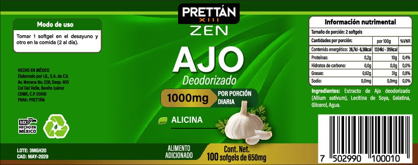 Ajo deodorizado 1000mg - 60 softgels de 650mg - Imagen 3