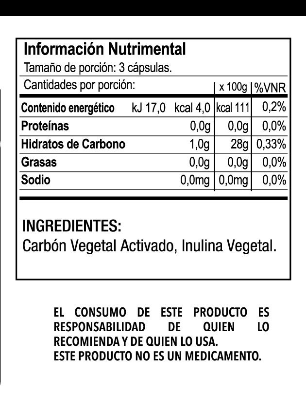 Carbón Vegetal Activado & prebióticos (Cápsulas) - Imagen 4