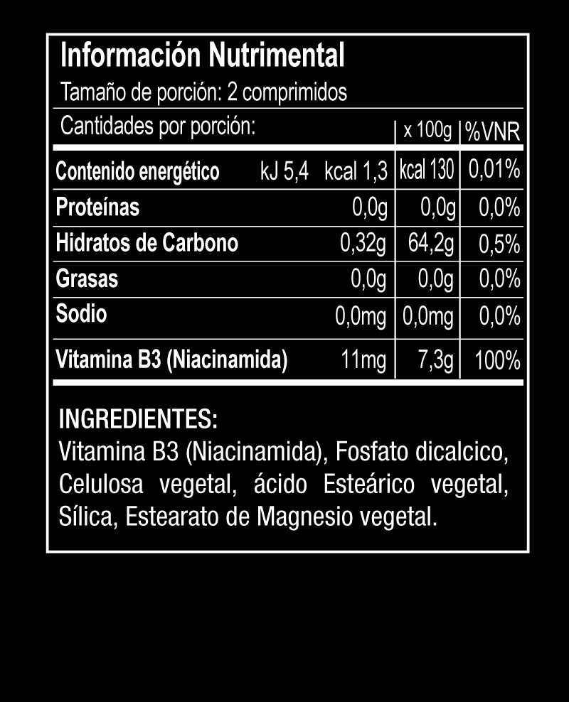 Vitamina B3 (Niacinamida) 60 comprimidos 500mg - Imagen 3