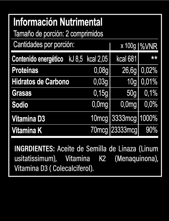 Vitamina D3 + K2 Huesos Articulaciones - 60 comprimidos 500mg - Imagen 3