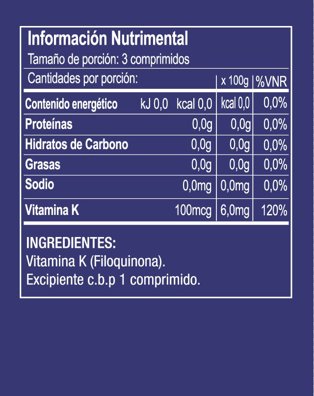 Vitamina K (Filoquinona) 100mcg - 60 comprimidos de 500mg - Imagen 6