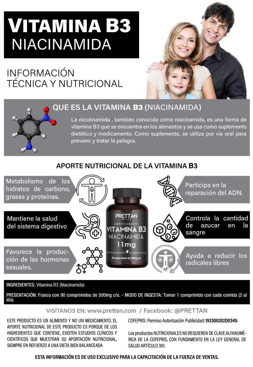 Vitamina B3 (Niacinamida) 60 comprimidos 500mg - Imagen 2