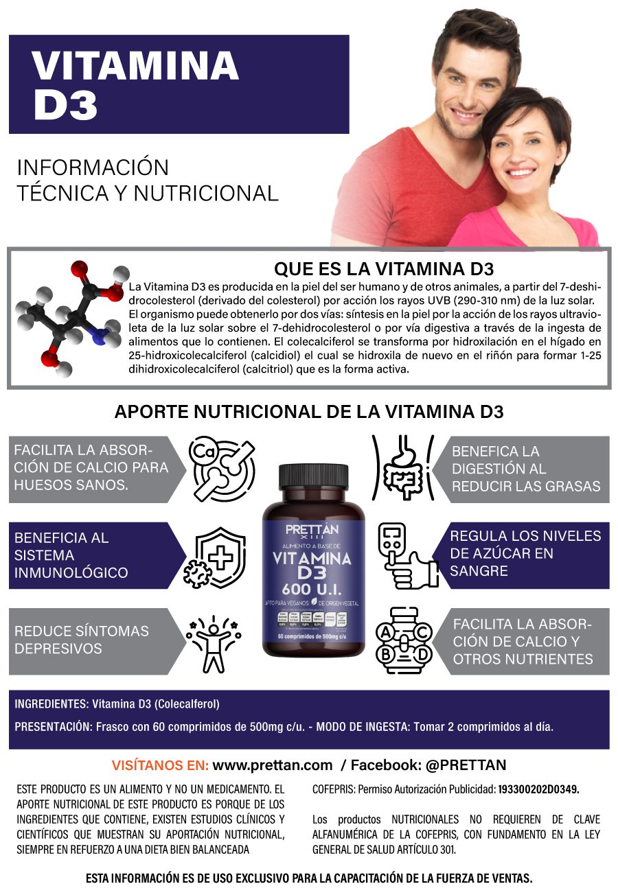 Vitamina D3 (Colecalciferol) - 60 cápsulas 500mg - Imagen 2