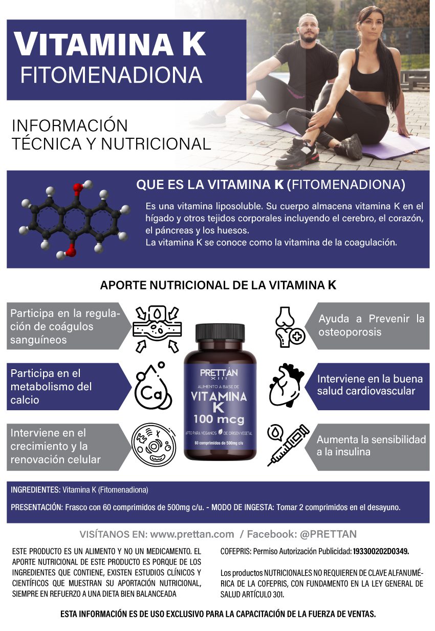 Vitamina K (Filoquinona) 100mcg - 60 comprimidos de 500mg - Imagen 2